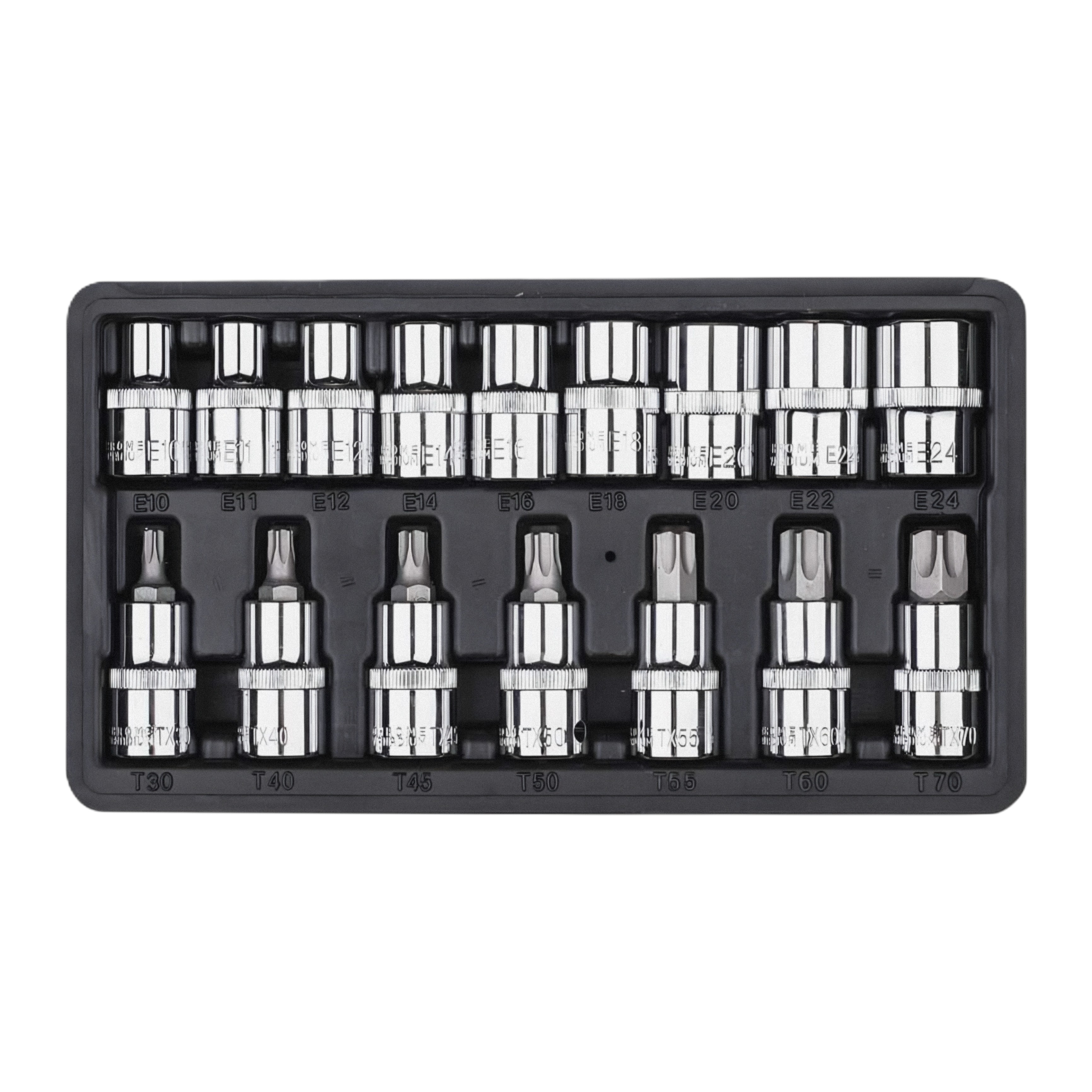 Juego de Cubos Torx y Estrella 16 Pzs